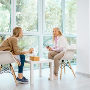 Woman with psychologist in the office